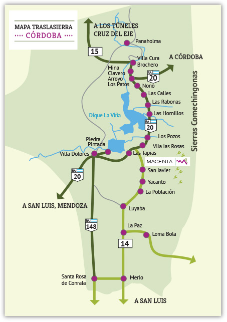 Mapa Traslasierra - Cabañas Complejo Magenta